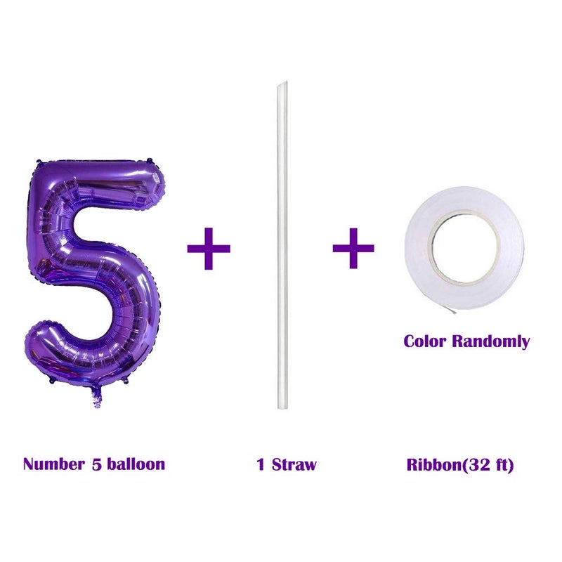 MoMo Balloon 40 Inch Jumbo Purple Number 5 Balloon Giant Balloons Prom Balloons Helium Foil Mylar Huge Number Balloons for Birthday Party Decorations/Wedding/Anniversary - Image 3